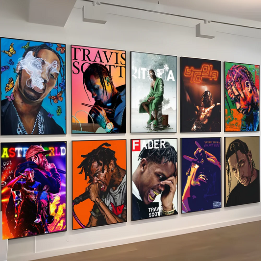 T-Travis S-Scott Utopia Movie Sticker for Living Room Sticky Posters Fancy Wall Bar Decoration Vintage Decorative Painting