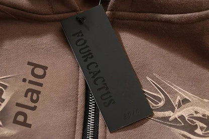 Retro design travi Scott UTOPIA American High Street Mud Dye Embossed Print Fleece Hoodie Sweatshirt Casual Loose Men's Clothing