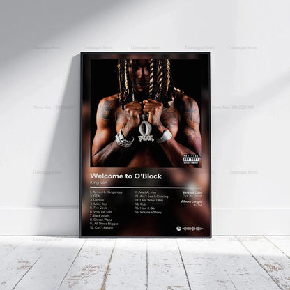 King Poster Von Welcome To O Block Music Album Poster Poster Prints Wall Art Canvas Painting Picture Photo Gift Room Home Decor - Travis Scott Merchandise - Free Shipping Buy Now