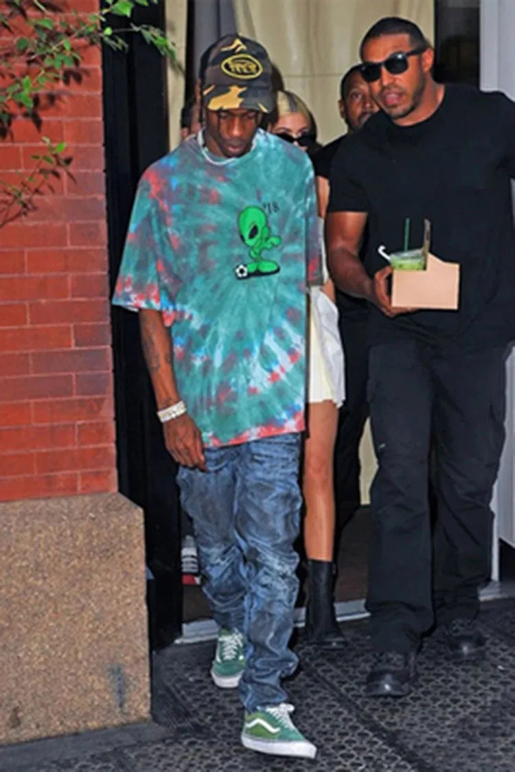 Travis Scott Astroworld Alien Tie Dye T shirt Euphoria Rue Shirt Cosplay Outfit  Rue Bennett Tshirt Hip Hop Streetwear Tops Men - Travis Scott Merchandise - Free Shipping Buy Now