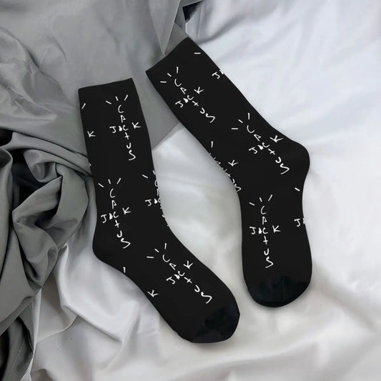 Harajuku Best Logos Jack Cactus Travis Scott Football Socks Polyester Middle Tube Socks for Women Men