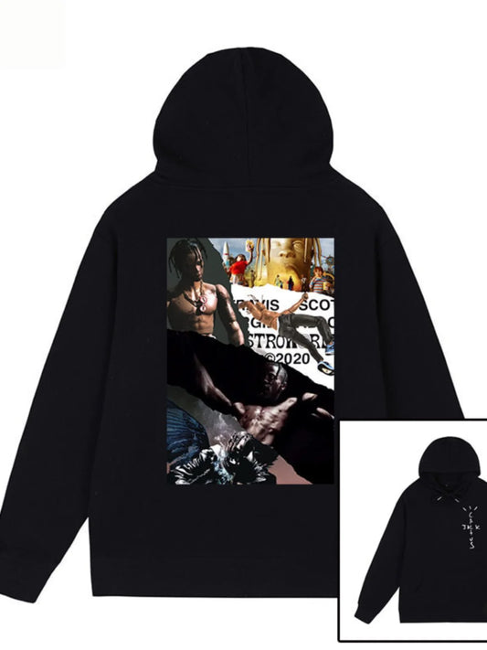 2024 New Fashion TRAVIS SCOTT Hoodie Splicing Album Cover Hip Hop Rap Fashion High Street Co-branded Hoodie for Men and Women