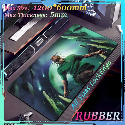 Travis Scott Oversized XXXL MousePad Anime Lock Edge Keyboard Gaming Accessories PC Rubber Mouse Pad Thick Desk Mat Carpet - Travis Scott Merchandise - Free Shipping Buy Now
