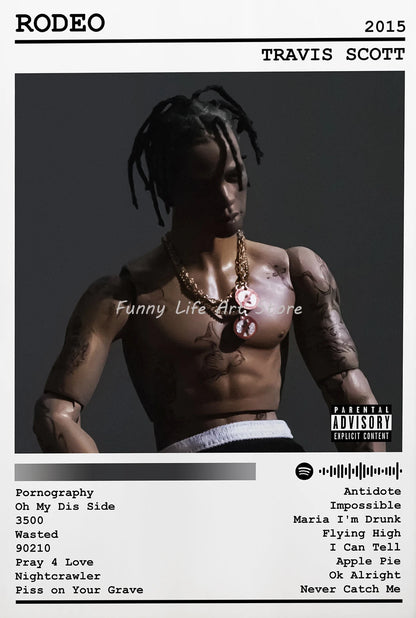 Rapper Travis-Scott Music Album Cover Singer Star Posters and Prints Canvas for Living Room Decor Gift Printing Wall Art Picture - Travis Scott Merchandise - Free Shipping Buy Now