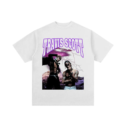 Hip hop rap 2PAC TRAVIS SCOTT 100% cotton T-shirt printing summer men's comfortable breathable streetwear - Travis Scott Merchandise - Free Shipping Buy Now