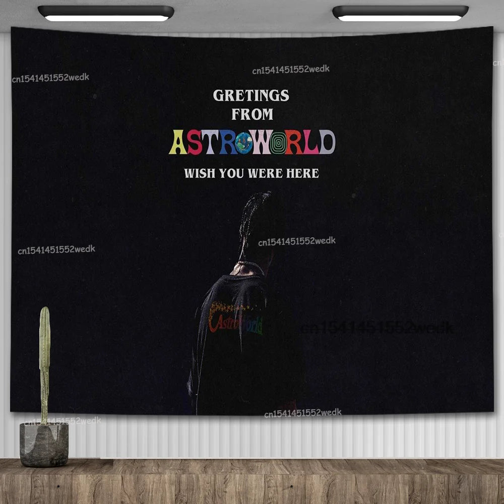 Travis Scott Astroworld Album Poster Psychedelic Hippie Starry Sky Tapestry Aesthetic Tapestry Wall Hanging Teen Room Decoration - Travis Scott Merchandise - Free Shipping Buy Now