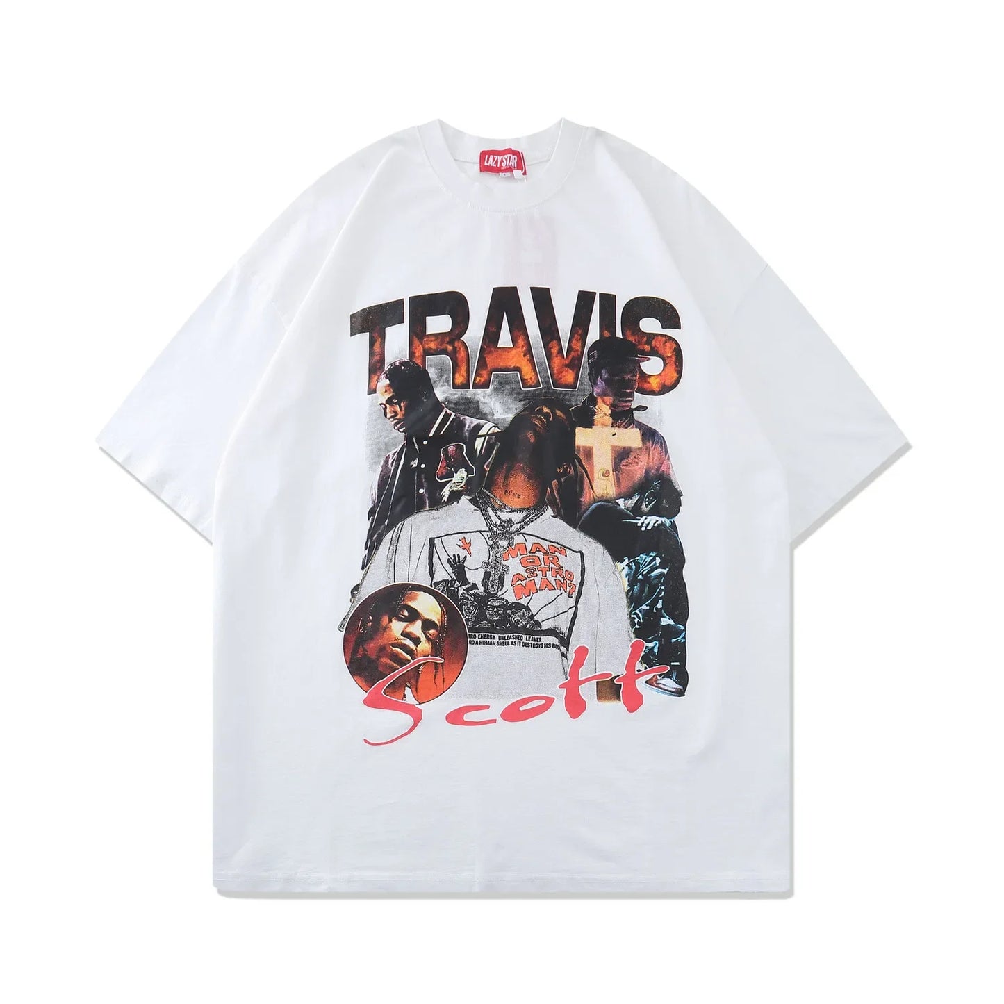 Streetwear Summer Cotton Tees Men Hip Hop Singer Character Print Men's Oversize Short Sleeve T-shirts Casual 90s Vintage Clothes - Travis Scott Merchandise - Free Shipping Buy Now