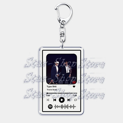 Hot Hip Hop Rap Singer Music Keychains for Women Man Accessories Bag Goosebumps Playlist Code Keying Jewelry Fans Friends Gift - Travis Scott Merchandise - Free Shipping Buy Now