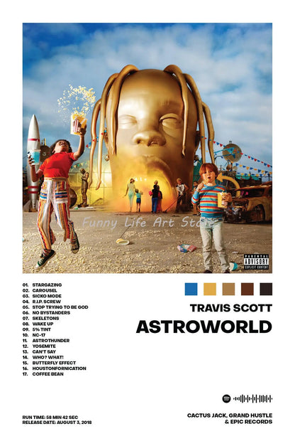Rapper Travis-Scott Music Posters and Prints Canvas for Living Room Album Cover Singer Star Decor Gift Printing Wall Art Picture - Travis Scott Merchandise - Free Shipping Buy Now