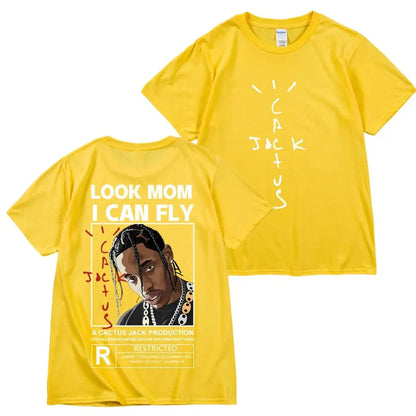 Kanye West Fashion Hip Hop Men Tshirt Tour Short Sleeve CACTUS JACK Print Basic Couple Loose Short Sleeve T-Shirt Cotton Clothes - Travis Scott Merchandise - Free Shipping Buy Now