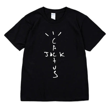 Kanye West Fashion Hip Hop Men Tshirt Tour Short Sleeve CACTUS JACK Print Basic Couple Loose Short Sleeve T-Shirt Cotton Clothes - Travis Scott Merchandise - Free Shipping Buy Now