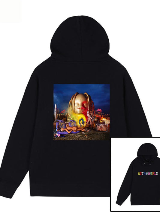2024 Fashion Travis Scott Hooded Hoodie Astroworld Hoodie Rap Street Hip-hop Men's and Women's Outerwear Tops Streetwear