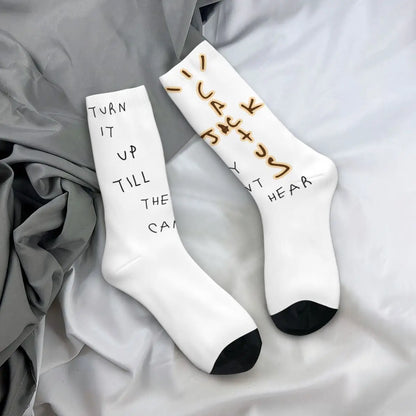 Funny Travis Scott Football Socks Polyester Middle Tube Socks for Women Men - Travis Scott Merchandise - Free Shipping Buy Now