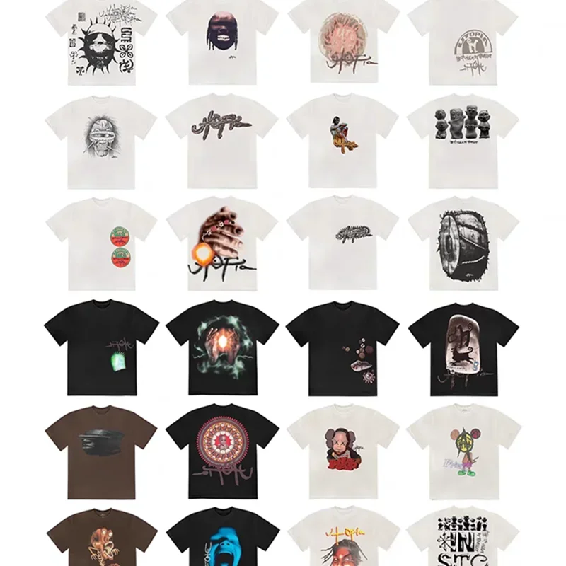 CACTUS JACK Short Sleeve T-shirt Loose Casual Crewneck Men Women Top Tees UTOPIA T Shirt - Travis Scott Merchandise - Free Shipping Buy Now