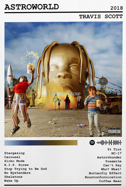 Travis-Scott Music Album Cover Canvas Printing Wall Art Singer Rapper Star Posters and Prints Picture for Living Room Decor Gift - Travis Scott Merchandise - Free Shipping Buy Now