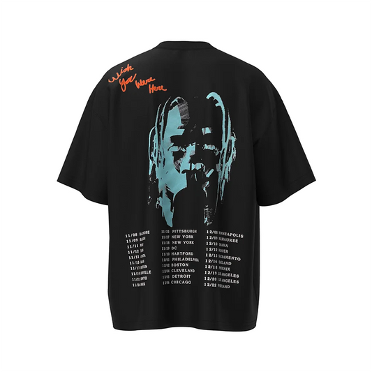 Characater Print Letter Embroidery Short Sleeve Summer Top Tees for Men Cactus Jack Crew Neck Cotton Casual Oversized Tshirts