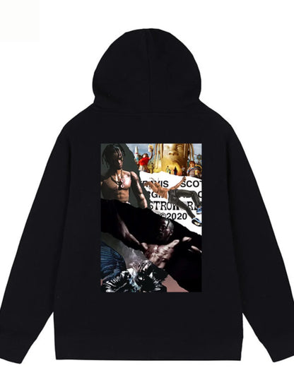 2024 New Fashion TRAVIS SCOTT Hoodie Splicing Album Cover Hip Hop Rap Fashion High Street Co-branded Hoodie for Men and Women
