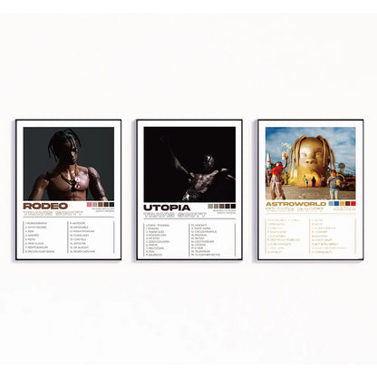 Modern Travis Scott Albums Art Cover Songs Music Rap Wall Aluminum Frame Canvas Painting Posters For Living Room Home Decor - Travis Scott Merchandise - Free Shipping Buy Now