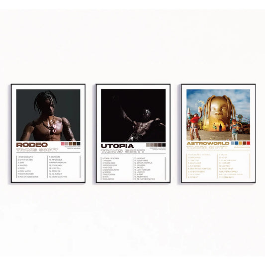 Modern Travis Scott Albums Art Cover Songs Music Rap Wall Aluminum Frame Canvas Painting Posters For Living Room Home Decor - Travis Scott Merchandise - Free Shipping Buy Now