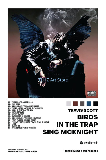 Travis-Scott Music Album Cover Canvas Printing Wall Art Singer Rapper Star Posters and Prints Picture for Living Room Decor Gift - Travis Scott Merchandise - Free Shipping Buy Now