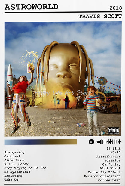Rapper Travis-Scott Music Album Cover Singer Star Posters and Prints Canvas for Living Room Decor Gift Printing Wall Art Picture - Travis Scott Merchandise - Free Shipping Buy Now