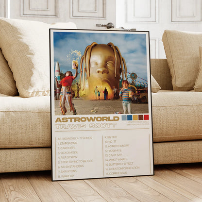 Modern Travis Scott Albums Art Cover Songs Music Rap Wall Aluminum Frame Canvas Painting Posters For Living Room Home Decor - Travis Scott Merchandise - Free Shipping Buy Now