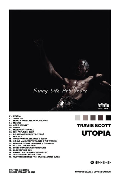 Rapper Travis-Scott Music and Prints Canvas Printing Wall  Album Cover Singer Star Posters Art Picture for Living Room Decor Gift - Travis Scott Merchandise - Free Shipping Buy Now