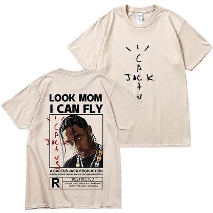 Kanye West Fashion Hip Hop Men Tshirt Tour Short Sleeve CACTUS JACK Print Basic Couple Loose Short Sleeve T-Shirt Cotton Clothes - Travis Scott Merchandise - Free Shipping Buy Now
